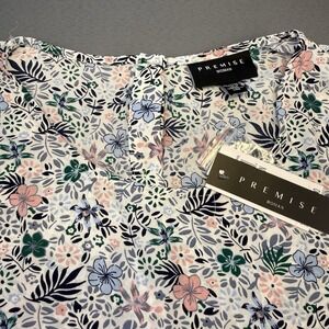 PREMISE WOMAN Casual Blouse Top Women's 3X‎ Floral Scoop Neck Short Sleeve Top